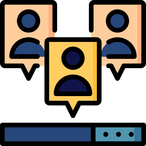 Icon of social marketing with three talking heads
