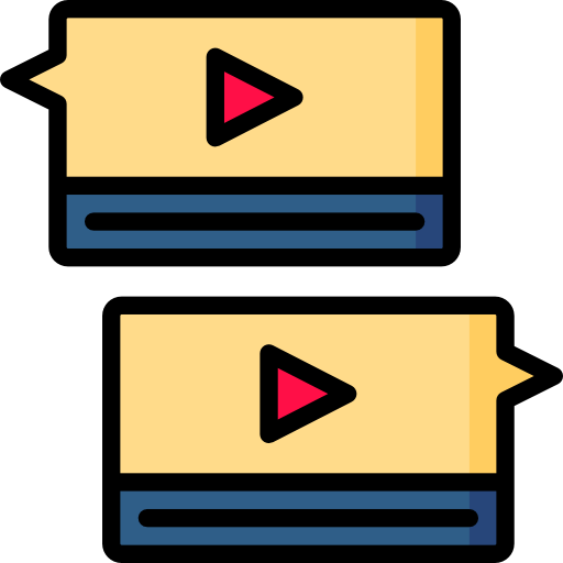 Icon of video production with two screens playing
