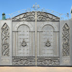 Iron gates with beautiful scrollwork on the gates