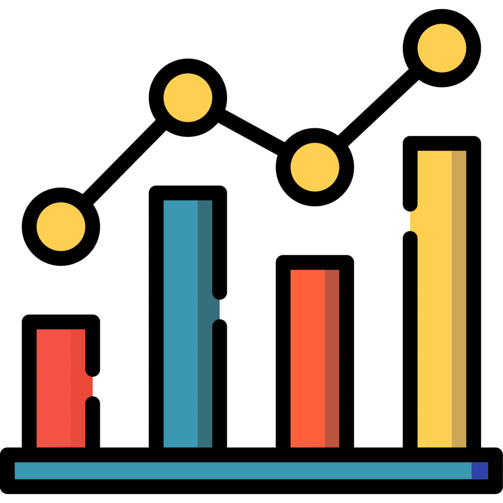 Icon showing success on a graph